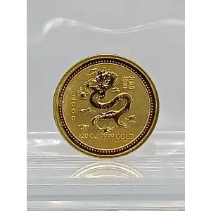2000 Australia 1/20 oz Perth Mint Gold Lunar: Year of the Dragon Coin