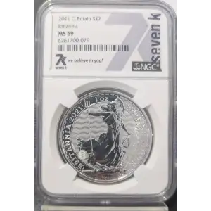 2021 Great Britain Silver Britannia NGC MS69