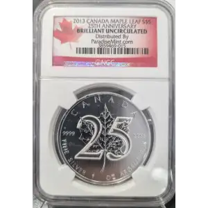 2013 Canadian Silver Maple Leaf 25th Anniversary NGC GEM BU (2)