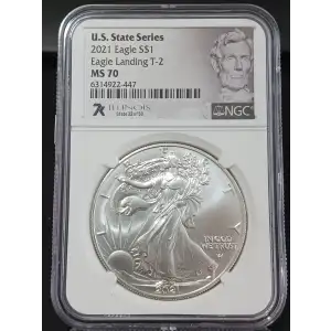 2021 Silver Eagle NGC MS-70 Eagle Landing T-2 Illinois U.S. State Series (2)