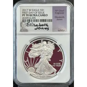 2017 W Silver Eagle NGC PF70 Ultra Cameo First Day of Issue Elizabeth Jones Sig. (2)