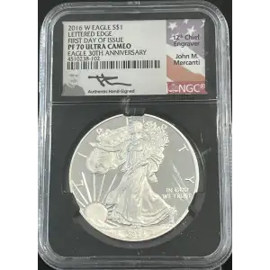 2016 W Silver Eagle NGC PF70 UC Lettered Edge FDOI John Mercanti (Black Core) (4)