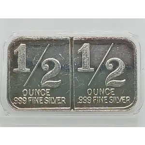 VINTAGE 1 oz Silver Bar Abstract Art 2x 1/2 oz Fractional Segments (2)