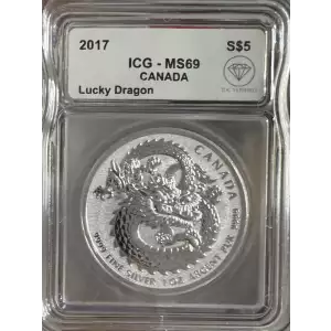 2017 1 oz Canadian Lucky Dragon High Relief Silver Coin ICG MS69 IDC Verified (2)