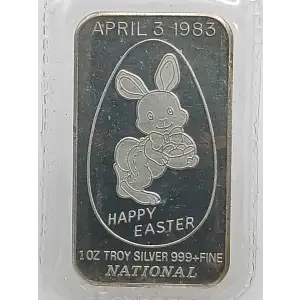 1983 Happy Easter Bunny 1 oz Silver Bar National Mint VINTAGE (2)