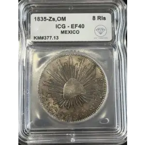 1835-Zs Mexico 8 Reales ICG EF 40 IDC Verified (2)