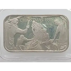 1991 Christmas Nativity Scene 1 oz Silver Bar VINTAGE (2)