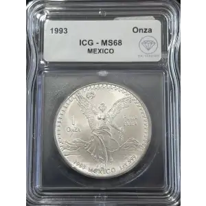1993 Mexican 1 onza Silver Libertad ICG MS68 - IDC Verified