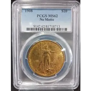 1908 $20 No Motto