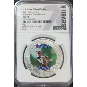 Cook Islands 1 oz Silver S$5 U.S. State Animal Series Alabama - Yellowhammer