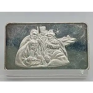 1973 Christmas Nativity Scene 1 oz Silver Bar Mount Everest Mint VINTAGE (2)