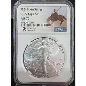 2022 Silver Eagle NGC MS-70 Eagle Landing T-2 Wyoming U.S. State Series