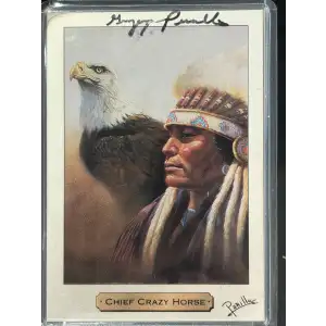Chief Crazy Horse Gold Rush Art Silver 1oz Card