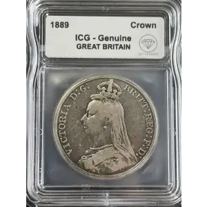 1889 Great Britain Silver Crown ICG Genuine IDC Verified 5 Shillings