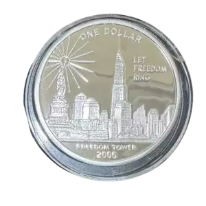 2006 Cook Islands Freedom Tower “Never Forget” Silver $1 Coin