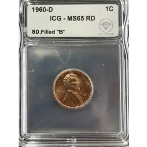 1960 D Lincoln Memorial Cent ICG MS65 Red Filled 