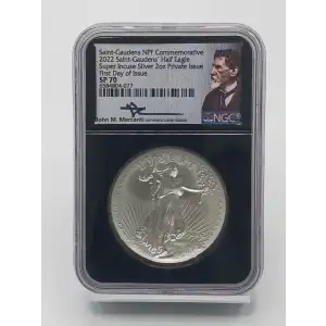 2022 2 oz Saint-Gaudens NPF Comm. NGC SP70 Super Incuse FDOI Mercanti (CoA) (2)