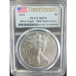 2016 $1 Silver Eagle Silver Eagle - 30th Anniversary First Strike First Strike