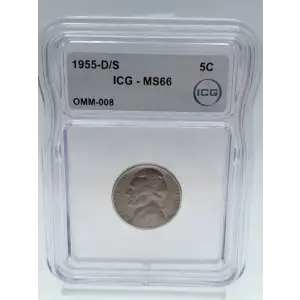 1955-D/S Jefferson Nickel ICG MS-66 OMM-008 (2)