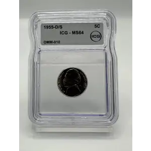 1955-D/S Jefferson Nickel ICG MS-64 OMM-010 (2)