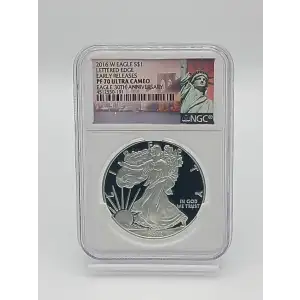 2016-W American Silver Eagle NGC PF70 UC ER Lettered Edge 30th Anniv.