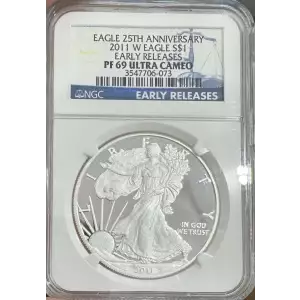 2011 W American Silver Eagle NGC PF69 Ultra Cameo Early Release 25th Anniversary