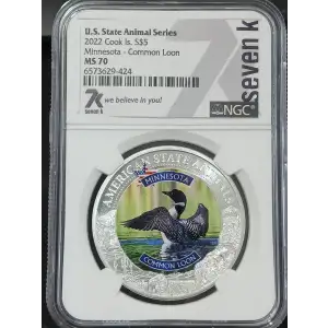 2022 Cook Islands Silver Coin NGC MS-70 Animal Series: Minnesota - Common Loon