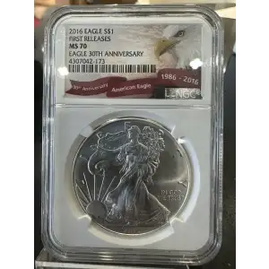 2016 American Silver Eagle NGC MS70 Early Releases Eagle 30th Anniv.
