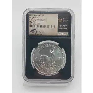 2020 Silver Krugerrand First Day of Production NGC MS70 Tumi Tsehlo Signed