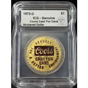 1972-D Coors Promotion Sticker Ike Dollar IDC Verified (2)