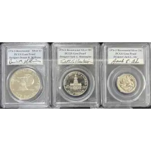 1976-S Bicentennial Silver PCGS Gem Proof Designer Signed Set (2)