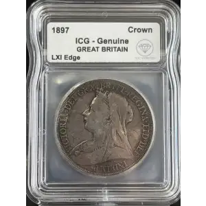 1897 Great Britain Silver Crown ICG Genuine IDC Verified 5 Shillings (2)