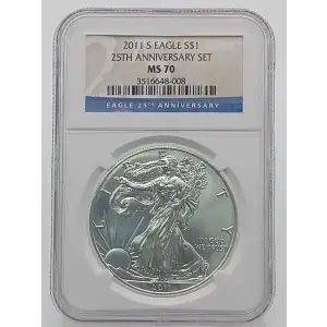 2011 S American Silver Eagle NGC MS70 25th Anniversary