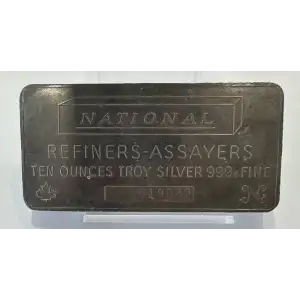 10 oz Silver Canada National Refiners Assayers Bar w/Toning