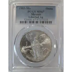 1985 Mexican 1 oz Silver Libertad PCGS MS67