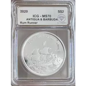 2020 Silver Antigua & Barbuda Rum Runner ICG MS70 IDC Verified