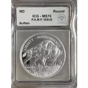 ND 1 oz PAMP Suisse Silver Buffalo Round ICG MS70 IDC Verified (2)
