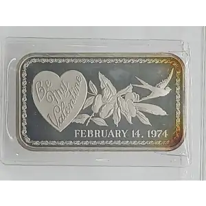 1974 Be My Valentine 1 oz Silver Bar Madison Mint VINTAGE (2)