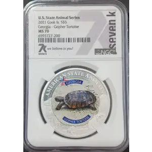 Cook Islands 1 oz Silver S$5 U.S. State Animal Series Georgia - Gopher Tortoise