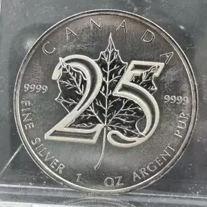 2013 1oz Canadian Silver Maple Leaf 25th Anniv