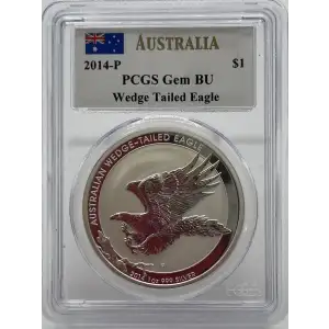 2014-P 1oz Silver Australia $1 Wedge-Tailed Eagle PCGS Gem BU - Mercanti, Flag (4)
