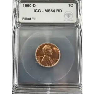 1960 D Lincoln Memorial Cent ICG MS64 Red Filled 