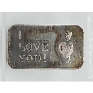 1973 I Love You 1 oz Silver Bar Crabtree Mint VINTAGE