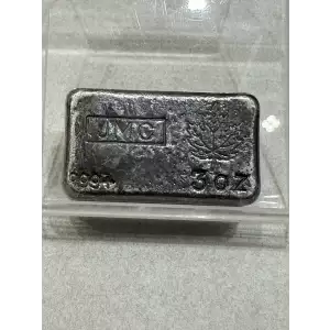 3 oz JMC Maple Leaf Johnson Matthey Canada Poured Vintage Silver Bar (Flat Top - 250 Mintage)