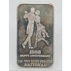 1985 Happy Anniversary Dancing Couple 1 oz Silver Bar VINTAGE (2)