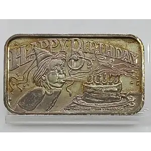 1970 Happy Birthday, Make A Wish! 1 oz Silver Bar Crown Mint Bullion VINTAGE (2)
