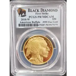 2018-W 1 oz Gold Buffalo PR-70 PCGS DCAM First Strike, Black Diamond