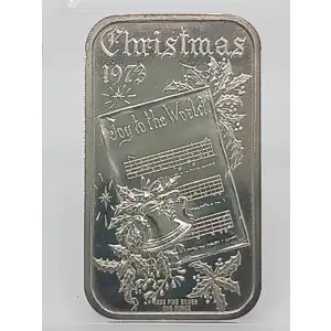 1973 Christmas Joy To The World 1 oz Silver Bar Madison Mint VINTAGE #3 (2)