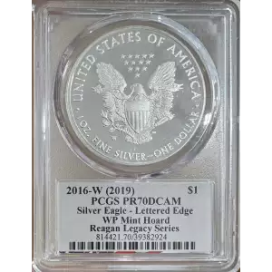 2016-W (2019) $1 Silver Eagle WP Mint Hoard 30th Ann Lettered Edge Reagan #105, DCAM (2)