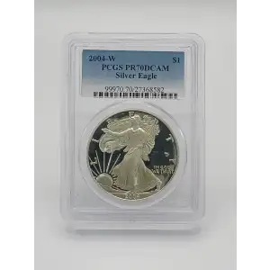 2004-W American Silver Eagle PCGS PR70 DCAM (Chip on Holder)